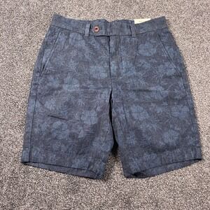 Brooks Brothers Red Fleece Shorts Men's 30 Blue Floral Print Cotton 9" Inseam